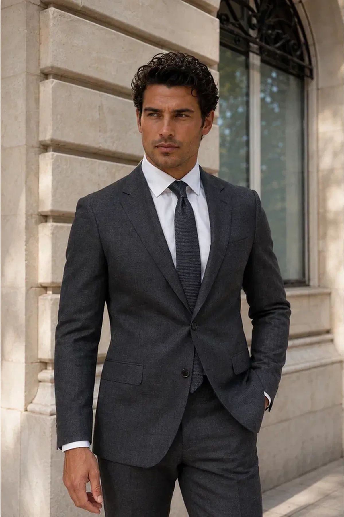 Мужской костюм двойка серый Armando