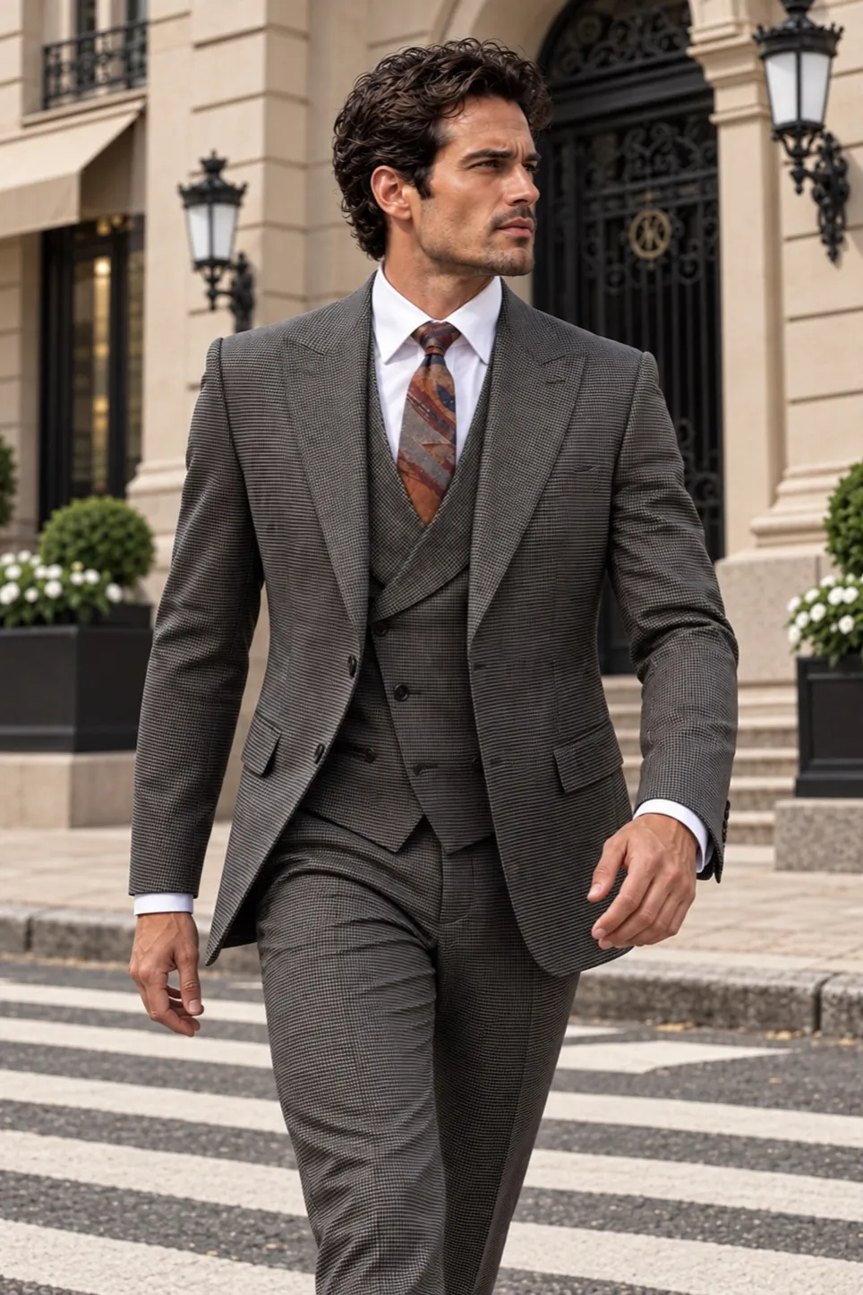 Мужской костюм тройка песочный Jairo